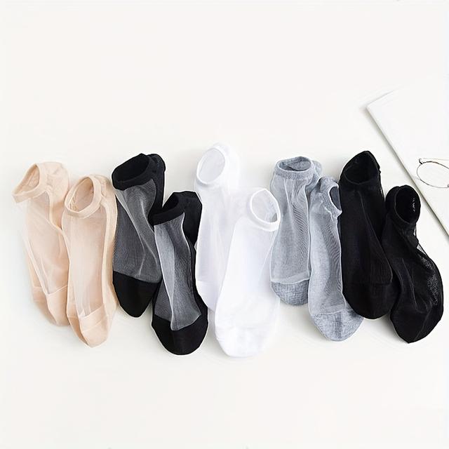 TEMU 5 Pairs Of Breathable Solid Color Women's Socks