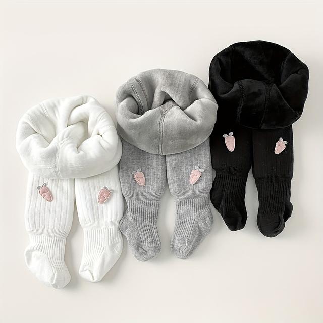 TEMU 3-pack Winter -lined Thickened Girls' Outdoor Wear Simple Cute Warm Tights