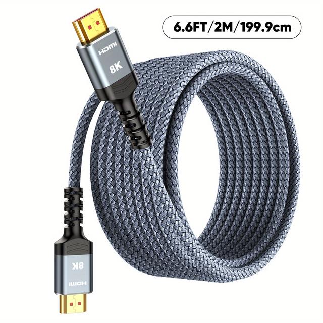 TEMU 10k 8k Hdtv 2.1 Cable 48gbps 6.6ft/2m, High Speed Hdtv Braided Cord-4k@120hz 8k@60hz, :x, 2.2 & 2.3, Hdr 10 Compatible With Tv/ps5/hdtv/blu-ray (3.3ft/6.6ft/10ft)