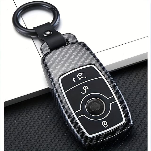 TEMU Carbon-Fiber-Stil Autoschlüssel-Hülle für Mercedes-Benz Modelle A, C, E, S, G, , CLA-Klasse AMG Codes W213, W177, W205, W222, X167, W176
