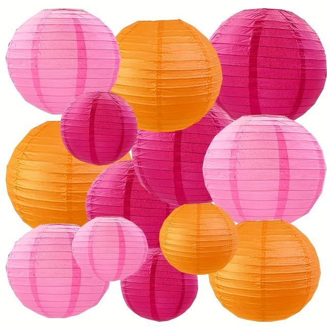 TEMU Nicht-elektrische Papierlaternen in , Hellrosa & Orange – Runde Hängedekoration für Hochzeiten, Geburtstage, Partys, Einzelpersonen & zum Aufhängen, für traditionelle & moderne Veranstaltungen
