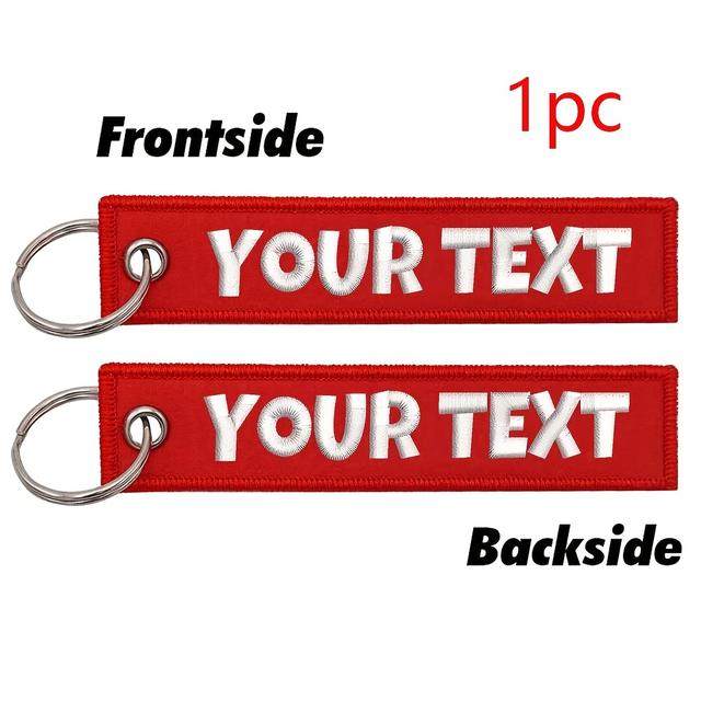 TEMU 1pc Customizable Double-sided Embroidered Keychain With Round Font, Mixed Color Background, Detachable Ring For Keys, Cars, Backpacks