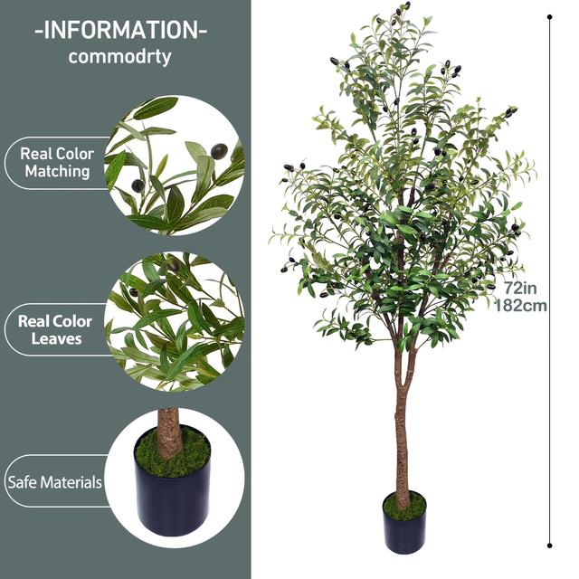 TEMU Árbol de Artificial de 6FT | Árbol de con , y Frutas Artificiales Grandes para Interior del Hogar, Oficina y Decoración de Piso, Adecuado para Todas y