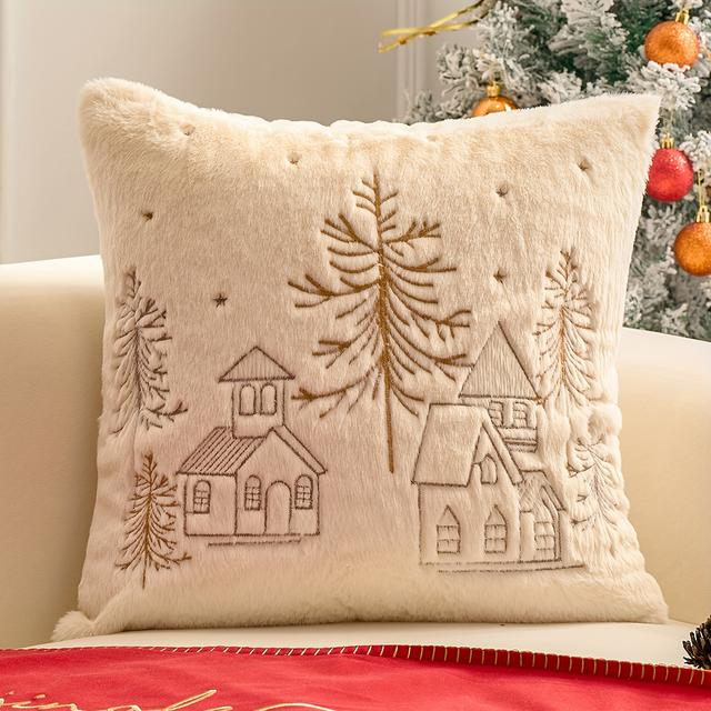 TEMU Christmas Pillow Cover Cushion Case Pillowcase Suitable For Holiday Decoration Room Sofa, Excludes Insert