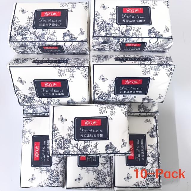 TEMU 10-pack 2-ply Facial Tissues - Thick, Dye-free, Paper Towels, 250 Individual Sheets Per Pack - For Hotels, Food Service & Office Use