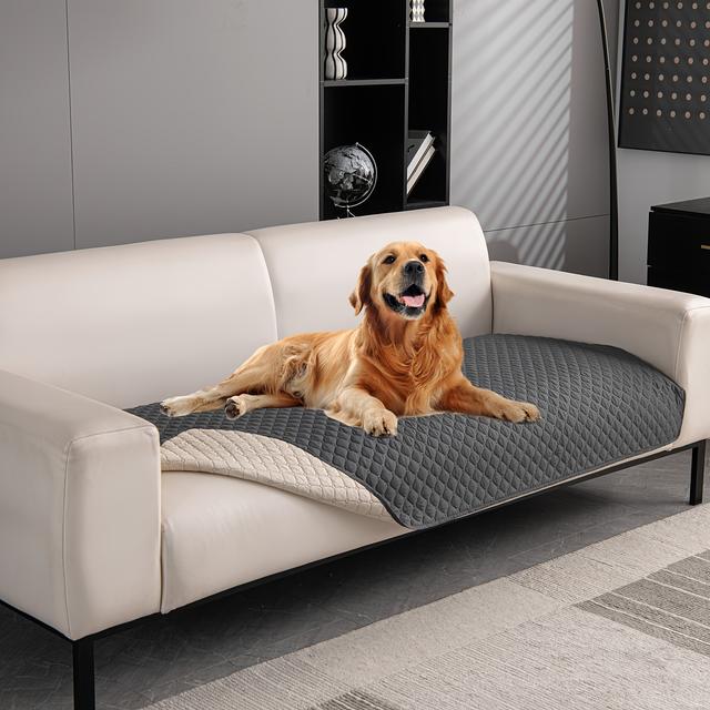 TEMU 1pc Of Solid Color Checkered Pet Non-slip Sofa Cover, Suitable For All , Machine Washable Sofa Protector For 1-4 Seat Sofas