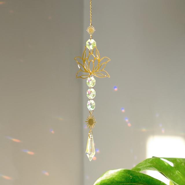 TEMU 1pc Crystal For Lotus Catching - Prism Home Decoration, Window Hanging Shui And Light