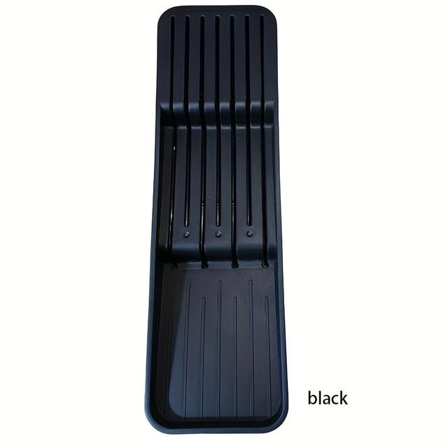 TEMU 7-knife Capacity Plastic Kitchen Drawer Knife Storage Box | Partitioned Organizer For Kitchen And Fruit Knives
