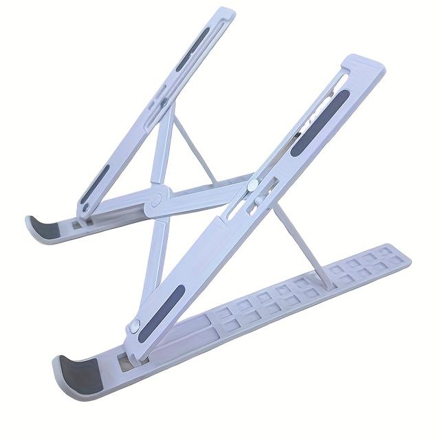 TEMU Travel Friendly| Adjustable & Portable Laptop Stand - Sleek Abs Material, 10-level Folding Notebook Holder With Cooling Base, For All Laptops