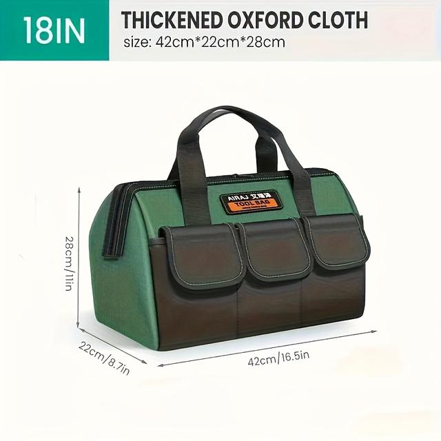 TEMU Airaj Heavy-duty Tool Bag (13/16/18 Inch) - 1680d Oxford Cloth Electrician Organizer, Multi-pocket Anti-fall Storage Bag