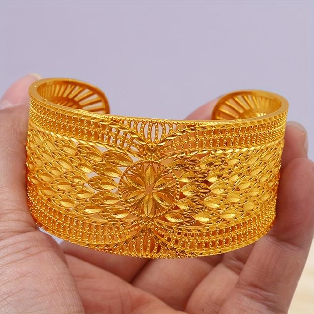 TEMU Classic Open Cuff Bangle Bracelet, Alloy Wide Band For Daily Wear And Gift-giving Occasions - Elegant Design For - 1pcs