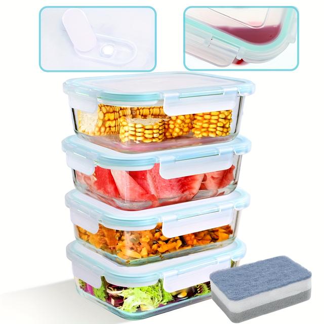 TEMU Set aus Glas-Aufbewahrungsgläsern mit Deckeln - Glasbehälter mit Deckeln - Glasschalen - Glas-Aufbewahrungsgläser - Glas-Aufbewahrungsgläser (4 Stück 2260 ml: 1 Fach)