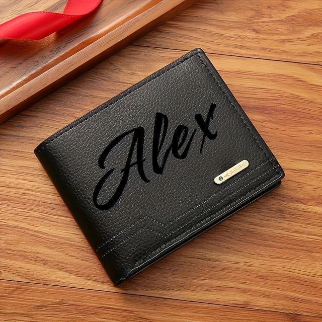 TEMU Personalized Custom Letter Solid Color Men's Wallet, Foldable Card Holder, Casual Men' Purse, Suitable For Husband, Birthday Gift, Holiday Anniversary Gift