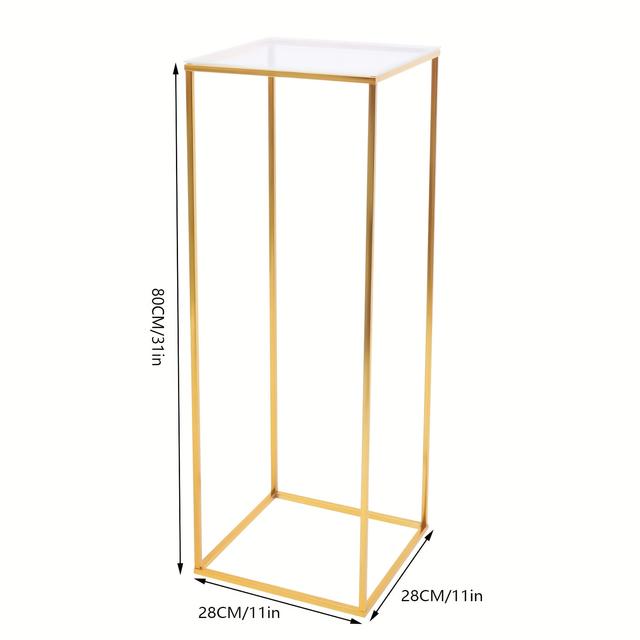TEMU A Golden Floor Display With An Acrylic Panel Measuring 28 By 28 By 80 Cm, Suitable For Receptions, Garden Weddings, Bridal Showers, And Wedding Anniversaries