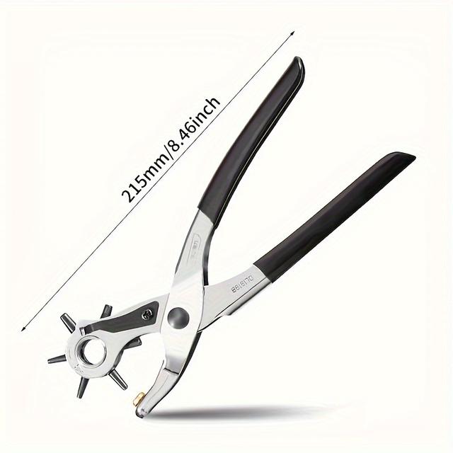 TEMU Jrf Heavy-duty Rotary Leather Hole Punch Tool - Versatile Sizes 2mm To 4.5mm For Belts, Watch Bands & Handbags - Durable Stainless Steel Crafting And Repair Puncher