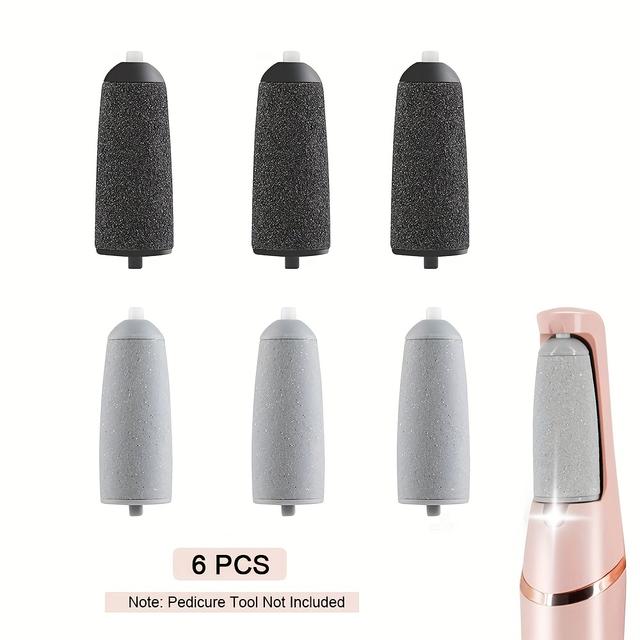 TEMU 6pcs/12pcs Pedicures Replacement Heads, Eelectric Tool Foot File, Pedi Replacement Roller Head Fit Finishing (pedicure Tool Not Included)