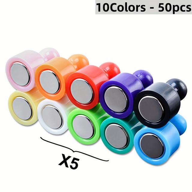 TEMU Colorful Magnetic Push Pins, Suitable For Metal Surfaces Like Whiteboards, Refrigerators, Homes, Garages, And Offices