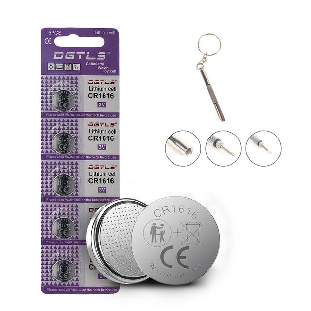 TEMU 5 szt. Baterii guzikowej CR1616, w zestawie wkrętak 3-w-1, odpowiednia do małych produktów elektronicznych, Elektronika > Baterie > Baterie domowe > Baterie guzikowe
