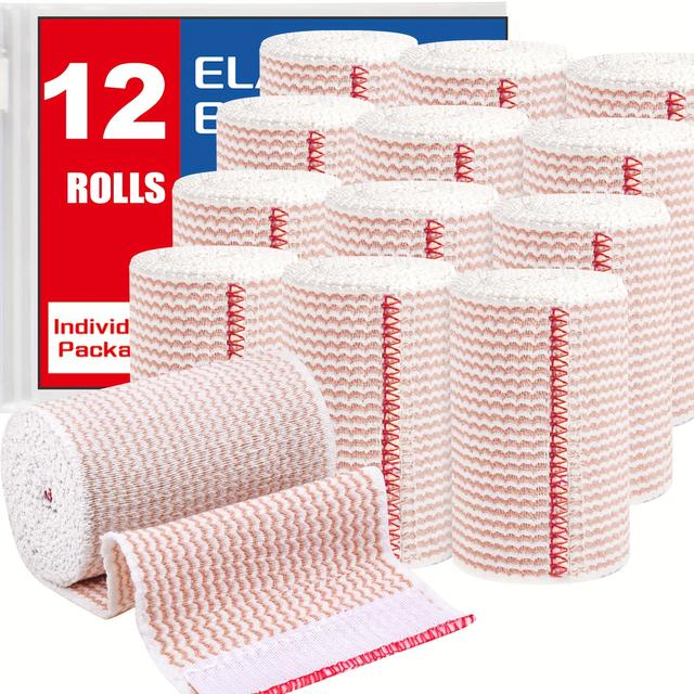 TEMU 12ks 7,5 cm (3 palce) Prémiová elastická bandáž, Opakovaně použitelná kompresní bandáž na kolena, kotníky, zápěstí a nohy