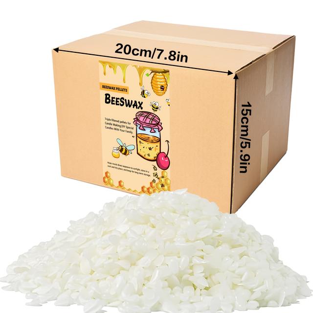 TEMU 5 Of Pure Beeswax Pellets, Triple Filtered, Perfect For Candle Making Kits, Candle Making Supplies, And Craft Wax Molding Materials.