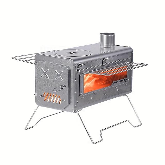 TEMU Soomloom 블랙 장작 스토브 PROTO - 양용 장작 & 펠렛 연소기 (옆면 선반 포함), 휴대용 야외 캠핑 히터, BBQ 그릴, 캠핑화로, 장작 스토브, 캠핑 필수품, 견고한 구조, 튼튼한 제작