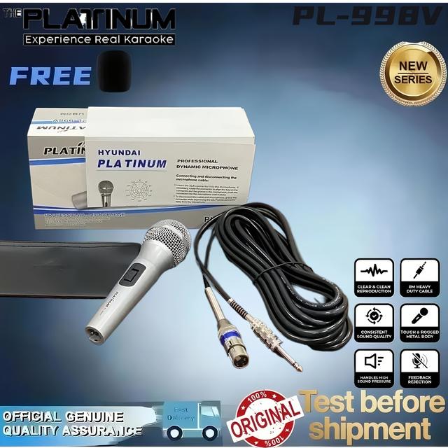 TEMU Heavy Duty Quality Platinum Dynamic Microphone For 10 Meter Wire Pl-998v With Free Mic Stoper