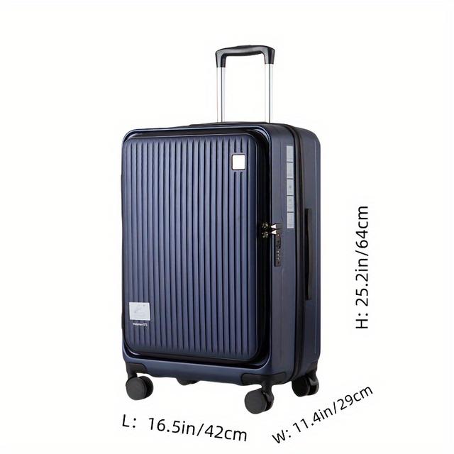 TEMU Pc+abs Expandable Luggage Suitcase With Front Opening Lid With Spinner Carry On Hardshell Lightweight