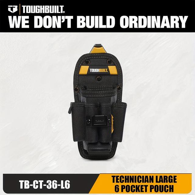 TEMU The Tb-ct-36-l6 Technician 6-pocket Pouch Is A Large Pouch In Black, Featuring 8 Professional-grade Compartments And An Adjustable Pocket For Pliers At