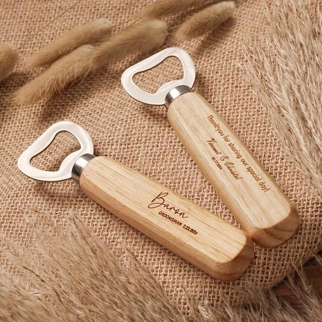 TEMU Personalisierter Flaschenöffner aus Naturholz - Individuell Graviertes Namensschild, Rustikale Hochzeits- und Geburtstagsfeier-Gastgeschenke mit Griff aus Massivholz, Langlebig & Leicht zu