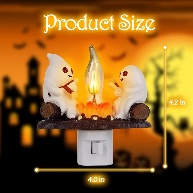 TEMU 2pcs Halloween Campfire Flickering Night Light - Campfire Flame Halloween Nightlight, Campfire Night Light Plug Into Wall, Halloween Nightlight Indoor Decorations
