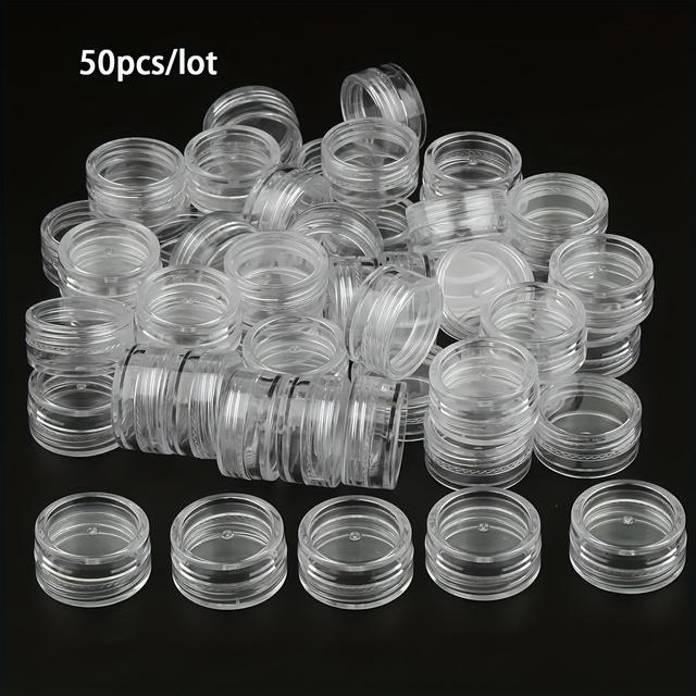TEMU 100/50pcs Of 5g Transparent Plastic Cosmetic Containers With Lids, Eyeshadow Cream And Lip Balm Jars, Essential For Travel