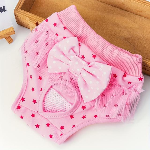 TEMU 1pc Bowknot Dog Safety Pants For Teddy, Poodle, Pomeranian, And Small Breeds, Pet Menstrual Underwear