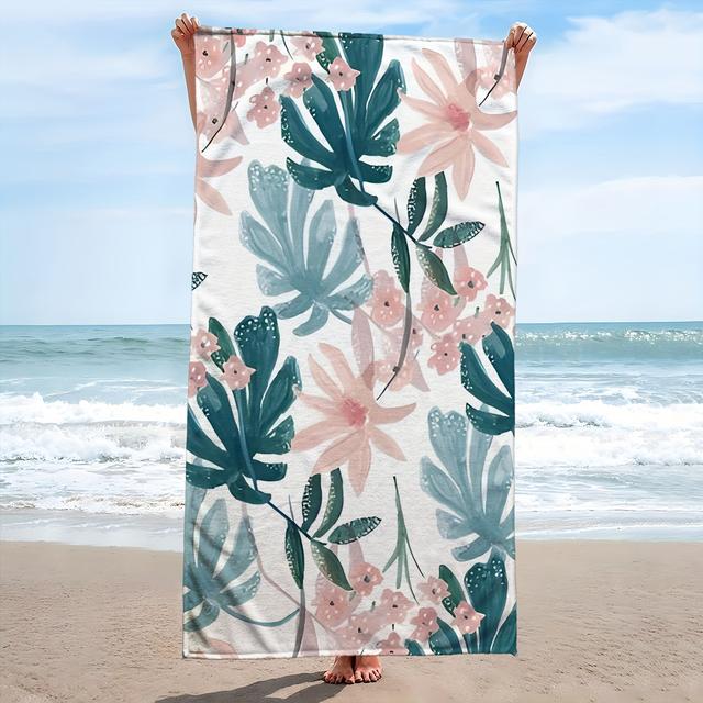 TEMU A Beach Towel Featuring A Leaf , Made Of Extra- Microfiber, Absorbent, Ideal For Travel, Swimming Pools, Diving, Surfing, Yoga, And Camping, Usable In Any Season.