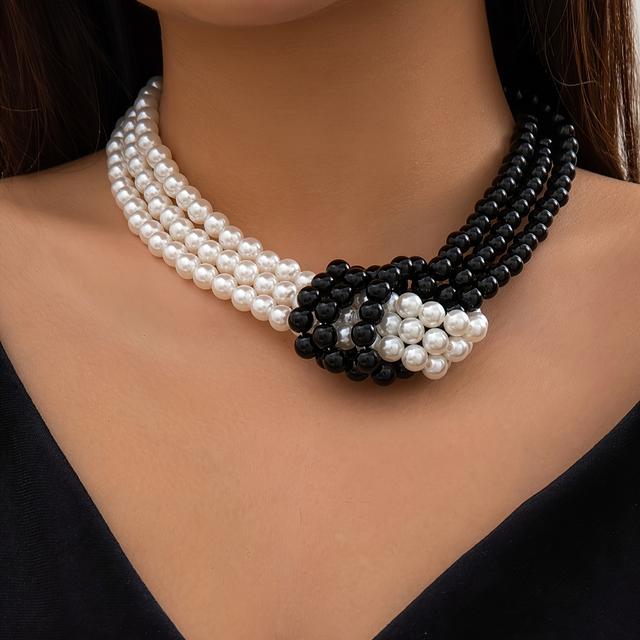 TEMU Retro Multilayer Freshwater Pearls Necklace - Elegant Clavicle Chain Jewelry With String Beads For Women - Perfect Gift For Any Occasion