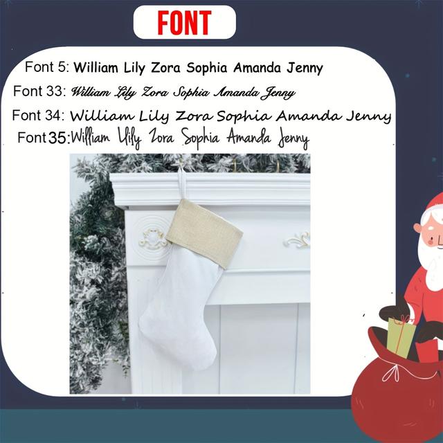 TEMU Calcetín de Navidad Personalizado. Calcetín de Navidad Personalizado. 6 Estilos de Calcetines Navideños. Arpillera Natural, Crema Acolchado