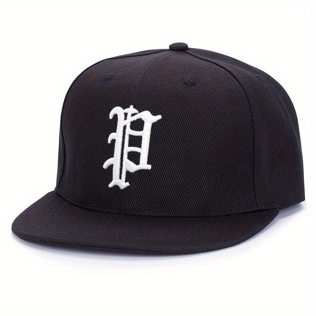 TEMU Women's Embroidered Lii Flat Brim Hat, Adjustable, Sun Protection, Y2k Style, Baseball , Polyester, Woven, With Toggle Closure, For Spring, Autumn, Travel, Beach Vacation