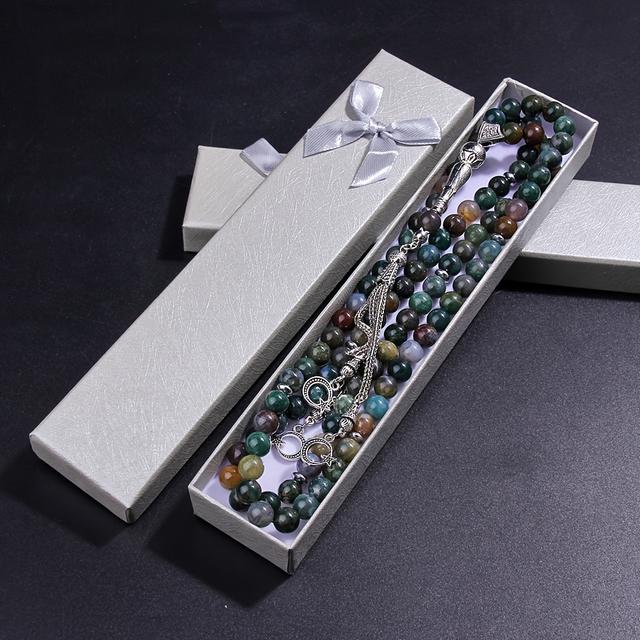 TEMU 33/66/99pcs 8mm Small Natural Agate Rosary - Suitable For Eid, Ramadan, And Holy Wear Bracelet - Comes With Premium Gift Box