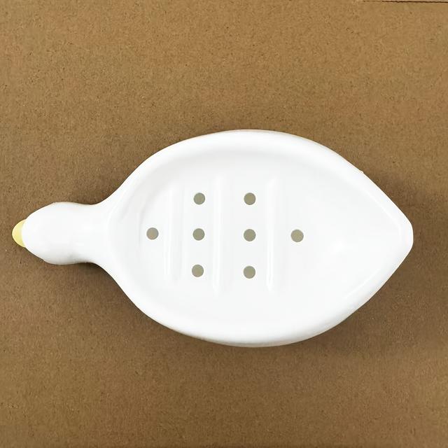 TEMU 1pc Duck Soap Dish, Plastic Oval Soap Holder With Self-draining Tray, Multifunctional Rv Bathroom Toilet Accessory For Dry And Clean Soap Storage