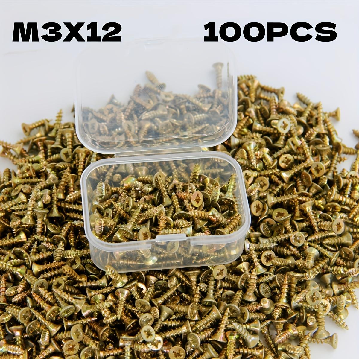 TEMU 100pcs, 200pcs, 500pcs Colored High-strength Fiber Wood Screws, Size M3x12, For Woodworking Repairs And Home Decoration
