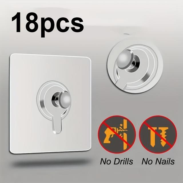 TEMU 18pcs Of No-drill, Damage-free Picture Frame Hooks - Multifunctional Wall-mounted Adhesive Hooks, Perfect For Securing Wedding Photos And Portrait Frames On The Wall.
