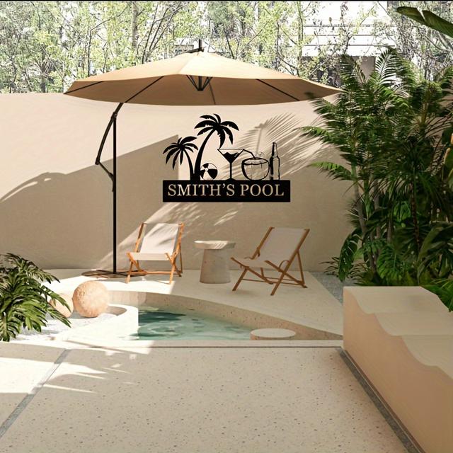 TEMU 1pc Signs, Personalized Poolside Outdoor Sign, Swimming Pool Sign, Backyard Sign, Custom Backyard Sign, Custom Poolside Sign, , Waterproof And Heat-resistant