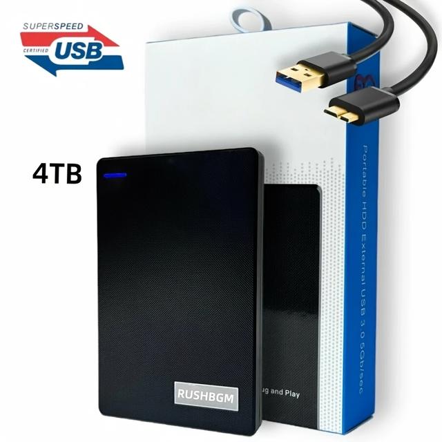 TEMU 4tb External Hard Drive With Large Capacity, Brand New And Portable Hdd, Featuring Usb 3.0 For Fast Data Transfer. This Mechanical Portable Hard Drive Is Perfect For Expanding Laptop Storage And