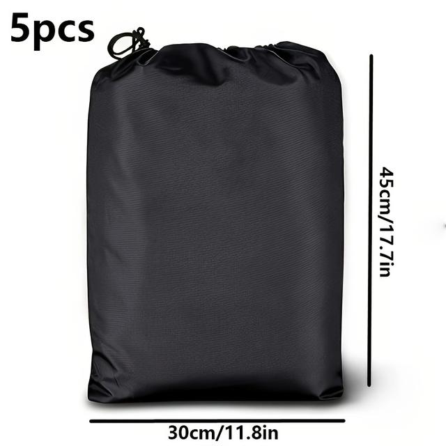 TEMU 5pcs Adjustable Oxford Cloth Drawstring Bags - Multi-use Storage Pouches With Strong Drawstring & Shrink , Oxford Fabric, Easy To Clean For Outdoor Organization