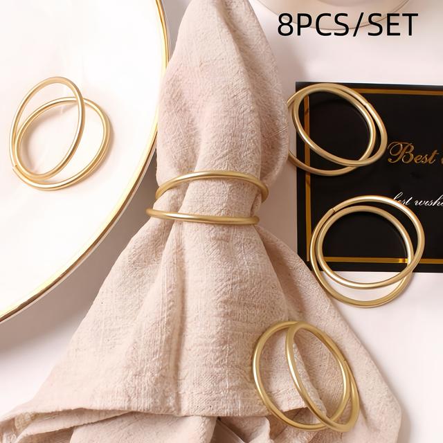 TEMU 8-teiliges/Set Serviettenring-Set aus Legierung, Hotel-Geschirr, kreative Serviettenhalter, festliche Tischdekoration, Direktabnehmer, neues Produkt