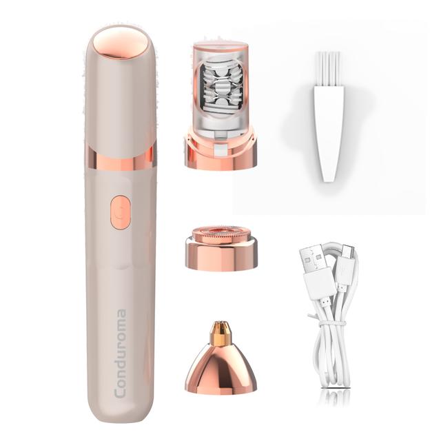 TEMU Conduroma Epilator, Eyebrow And Facial Hair Trimmer, 3-in-1 Electric Shaver For Women, Rechargeable Facial Hair Remover And Eyebrow Shaver – Body Hair Trimmer With Built-in Led Light