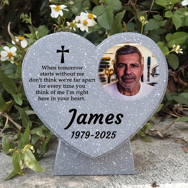 TEMU de jardin commémorative personnalisée avec et photo pour humain, tombale pour animal de compagnie, de jardin intérieure ou extérieure pour chien ou chat avec nom et date