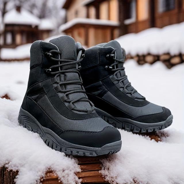 TEMU Women's & Unisex Tactical Winter Boots - High Quality Anti-slip Shoes With Thick Insulated, Heavy-duty Rubber Sole & Closure - For, Outdoor (black) - Large Size , Women Shoes