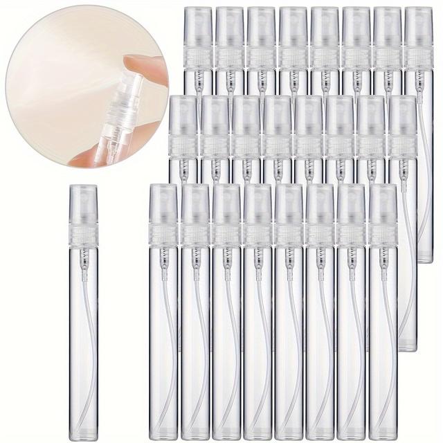 TEMU 25 قطعة من زجاجات رذاذ العطور الزجاجية القابلة لإعادة التعبئة سعة 10 مل مع فوهة بلاستيكية - حجم الجيب، خالية من PVC، مثالية للسفر والهدايا