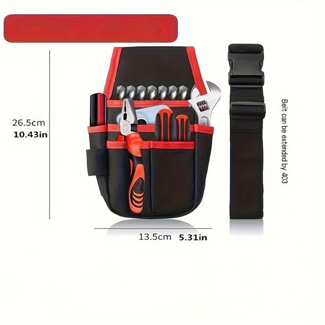 TEMU Multifunctional Electrician's Oxford Cloth Small Waist Bag, Thickened Large Size Electrical Tool Belt For Men, Appliance Repair Waist Pack With Wide Strap For Work