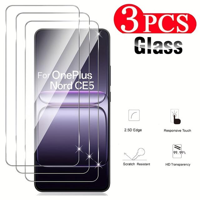 TEMU 3pcs Clear Tempered Glass For 1 Plus Nord 5 Ce5 4 Ce4 Lite Ce3 3 Lite 2 Ce2 5g Ce2 Lite 5g Nord Ce 5g N10 N20 N30 N200 Screen Protector Film Glass